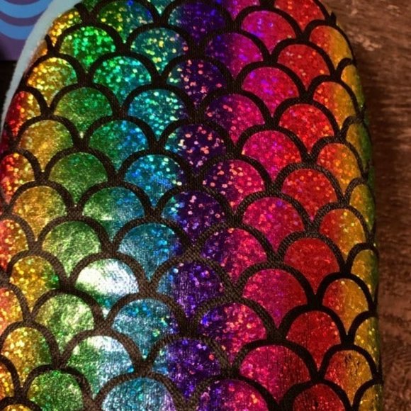 Mermaid Rainbow Glitter Scales Slippers Girl's Size Small 5-6 - Picture 2 of 5